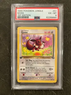 1999 Pokemon Jungle 1st Edition #51 Eevee PSA 6 EX-MT - Image 1