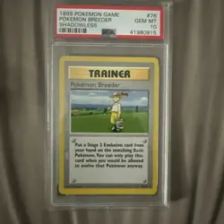 1999 POKEMON BASE SET SHADOWLESS #76 POKEMON BREEDER PSA 10 - Image 1