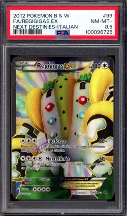 2012 Pokemon Italian B&W Next Destinies Full Art Regigigas EX #99 PSA 8.5 NM-MT+ - Image 1