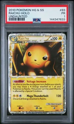 Raichu Holo PSA 1 2010 Pokemon Heartgold & Soulsilver Undaunted #83 POP 7 - Image 1