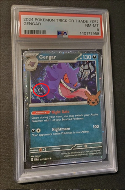 🌀FART SWIRL 🌀2024 POKEMON TRICK OR TRADE #057 GENGAR PSA 8 - Image 1
