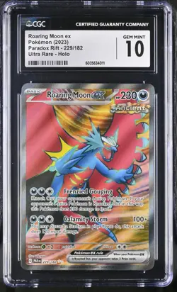 2023 Pokemon Par En-Paradox Rift #229 Roaring Moon Ex Ultra Rare CGC 10 Gem Mint - Image 1
