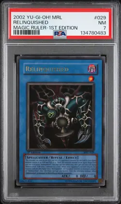 2002 YU-GI-OH! MRL-MAGIC RULER 1ST ED #029 RELINQUISHED PSA 7 - Image 1