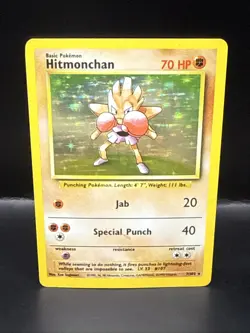 Pokemon TCG Hitmonchan Base Set 7/102 Unlimited Holo Rare Vintage Card D - Image 1