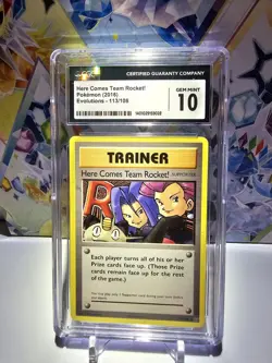 CGC 10 - Pokemon 2016 XY Evolutions Team Rocket 113/108 Secret Rare POP 40 - GEM - Image 1