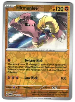 Hitmonlee 106/165 Reverse Holo SV: Scarlet & Violet 151 Pokemon TCG - Image 1