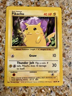 PIKACHU 1995, 96, 98 NINTENDO YELLOW CHEEKS 58/102 POKEMON - Image 1
