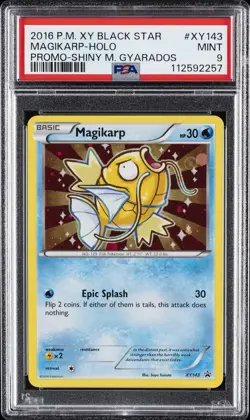 2016 POKEMON XY BLACK STAR PROMO SHINY MEGA GYARADOS #XY143 MAGIKARP-HOLO PSA 9 - Image 1