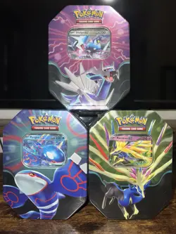 Pokemon TCG SEALED Azure Legends Tin Set of 3 Full Art Set Dialga Kyogre Xerneas - Image 1