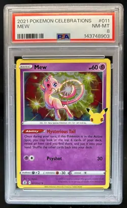 2021 Pokemon SWSH Celebrations Mew Holo #011/025 PSA 8 - Image 1