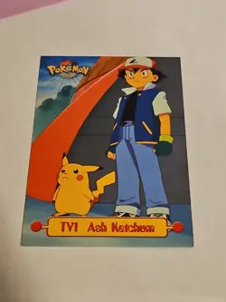Pokemon Topps TV Animation Edition TV1 Ash Ketchum Green Label LP - Image 1