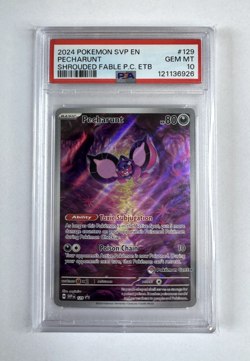2024 POKEMON SHROUDED FABLE POKEMON CENTER ETB PROMO SVP #129 PECHARUNT PSA 10 - Image 1