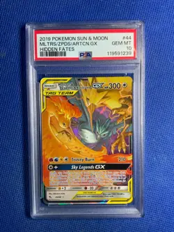 2019 Pokemon Sun and Moon Moltres, Zapdos, Articuno GX 44/68 PSA 10 - Image 1
