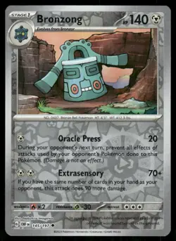 Bronzong 145/197 Uncommon Obsidian Flames Pokemon Reverse Holo Near Mint - Image 1