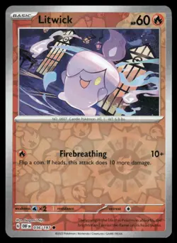 Litwick 036/197 Common Obsidian Flames Pokemon Reverse Holo Near Mint - Image 1