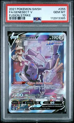 2021 POKEMON SWORD & SHIELD FUSION STRIKE #255 FULL ART/GENESECT V PSA 10 - Image 1
