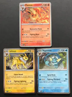3 X Pokemon Cards PROMO Flareon 167 Vaporeon 168 Jolteon 169 Prismatic Evolution - Image 1