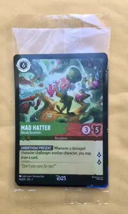 2026 Disney Lorcana D23 Promo MAD HATTER Gold Member Exclusive Card - Image 1