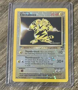ELECTABUZZ 2002 Winner Stamped #1 Reverse Holo Best Of Game Promo Pokemon Card - Image 1