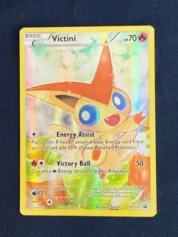 Victini XY117 Full Art Black Star Promo Pokemon Card Damaged - Image 1