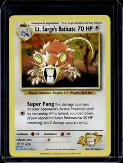 Lt. Surge's Raticate - 016/034 / Trading Card Game Classic 2023 NM / Pokemon TCG - Image 1