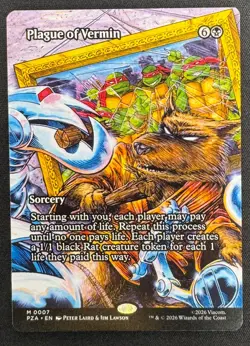 MTG Plague of Vermin Borderless 0007 NM Mythic Rare TMNT Source Material - Image 1