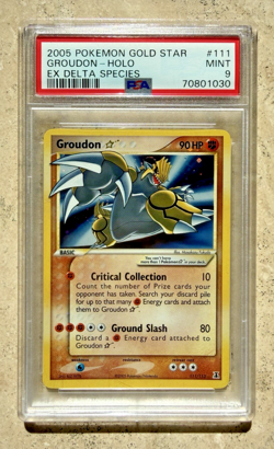 Pokemon EX Delta Species Groudon Gold Star 111/113 PSA 9 Mint Holo 2005 - Image 1