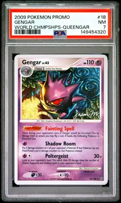 2009 Pokemon Promo Gengar 18/100 World Championships QUEENGAR PSA 7 - Image 1