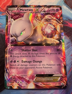 2016 Pokemon XY Black Star Mewtwo EX Triple Power Tin Promo #XY107 *TIN DAMAGE* - Image 1