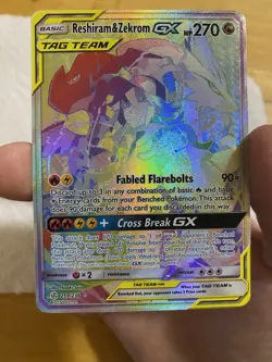 Reshiram & Zekrom GX Rainbow Pokemon Cosmic Eclipse 259/236 - Image 1