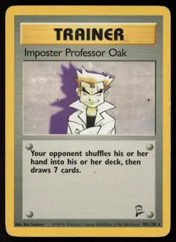 Imposter Professor Oak 102/130 Rare Base Set 2 Pokemon Heavily Played - Image 1