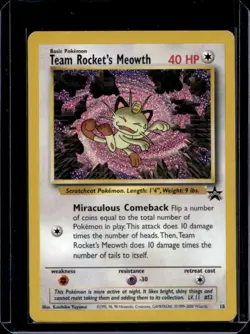 1999 Pokemon Wizards Black Star Promos Team Rocket's Meowth #18 - Image 1