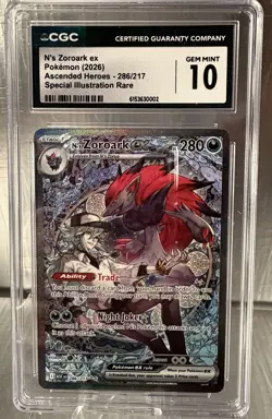 2026 Pokemon Ascended Heroes #286/217 N's Zoroark Ex CGC 10 GEM MINT - Image 1
