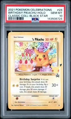 2021 POKEMON CELEBRATIONS CLASSIC COLL #24 BIRTHDAY PIKACHU-HOLO PSA 10 - Image 1