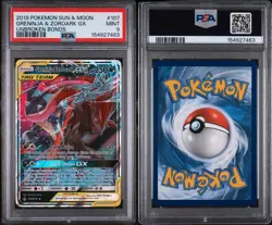 2019 POKEMON SUN & MOON UNBROKEN BONDS #107 GRENINJA & ZOROARK GX PSA 9 MINT - Image 3