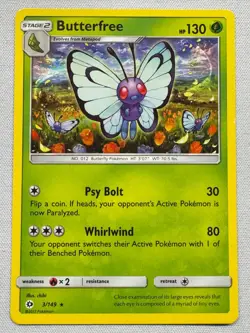 Butterfree 3/149 Rare Sun & Moon Pokemon Lightly Played - Image 1