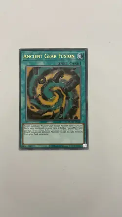 YuGiOh! Ancient Gear Fusion MGED-EN147 Gold Rare 1st Ed - Image 1