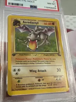 Pokemon TCG Aerodactyl Holo Card 1/62 Fossil Set PSA 8 - Image 3