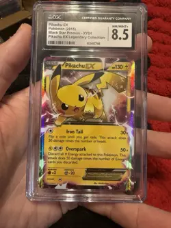 Pikachu EX XY84 CGC 8.5 NM/Mint + 2015 Black Star Promo Pokemon Card - Image 1