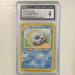 Pokemon TCG Light Vaporeon 52/105 Neo Destiny Uncommon CGC 9 English - Image 1