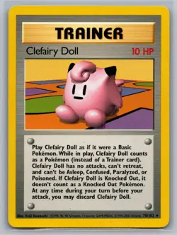 Clefairy Doll 70/102 Rare Base Set Unlimited Pokemon Moderately Played - Image 1