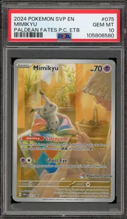 Pokemon Center Stamp Promo Mimikyu Paldean Fates ETB SVP EN 075 PSA 10 Gem Mint - Image 1