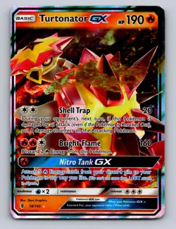 TURTONATOR GX 18/145 HOLO ULTRA RARE GUARDIANS RISING POKEMON LP - Image 1
