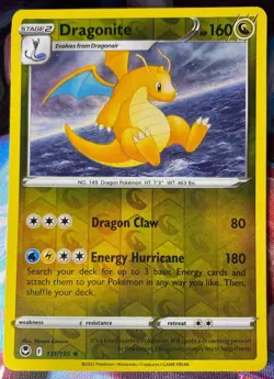 2022 Pokemon Sword & Shield Silver Tempest Dragonite #131/195 Reverse Holo - Image 1