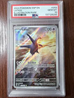 2024 POKEMON SSP EN-SURGING SPARKS ILLUSTRATION RARE #203 LATIOS PSA 10 - Image 3
