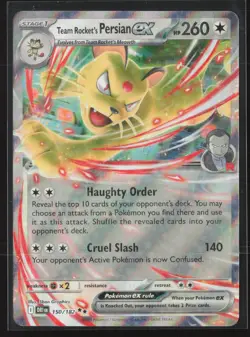 Team Rocket's Persian ex 150/182 Double Rare Destined Rivals Pokemon Near Mint - Image 1