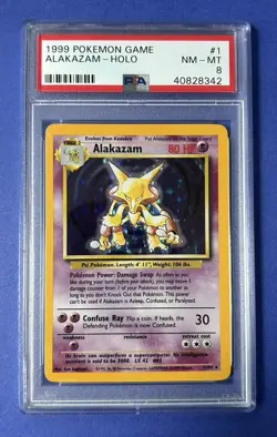 1999 Pokemon Game Alakazam Holo #1 PSA 8 NM-MT - Image 1