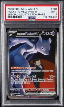 2026 POKEMON ASC EN-ASCENDED HEROES #281 TEAM ROCKET'S MEWTWO EX PSA 9 - Image 1