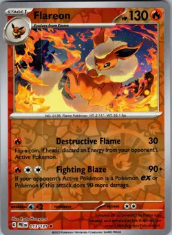 Flareon 013/131 Holo Rare Prismatic Evolutions Pokemon Reverse Holo Near Mint - Image 1
