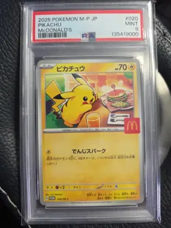 2025 Pokemon M-P Jap Pikachu McDonald's #020 Stamped Mint PSA 9 - Image 1